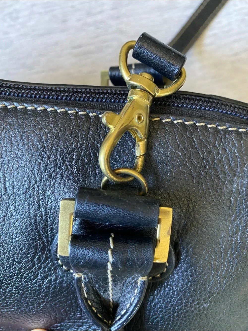 Etienne Aigner Black Pebbled Leather Satchel Crossbody Shoulder Bag Purse